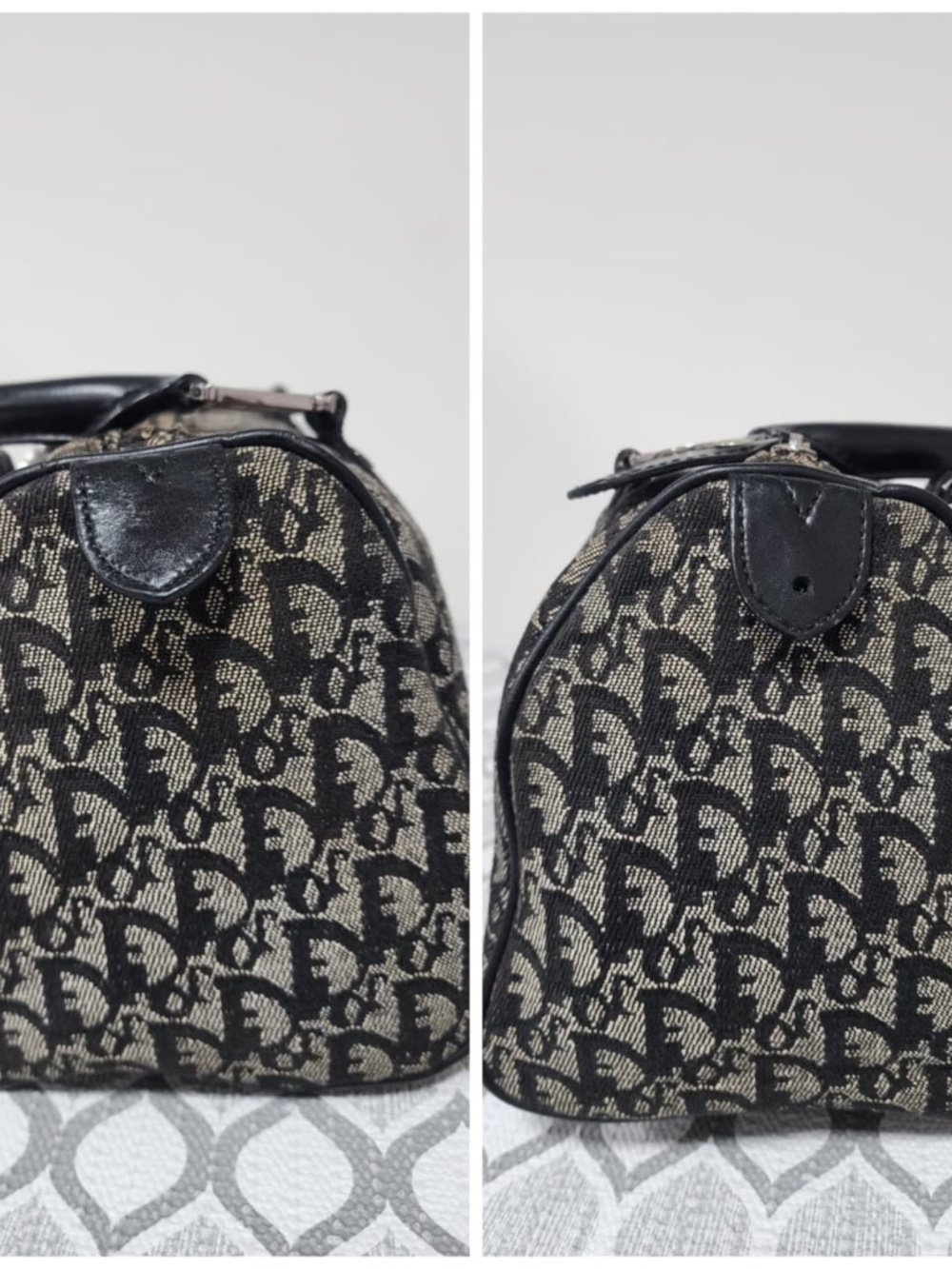 Authentic CHRISTIAN DIOR Vintage Dior Logo Canvas Small Boston Bag Black - Picture 8 of 11